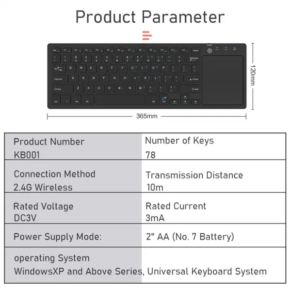 Tastatura Wireless sa touchpadom Asus KB001  crna