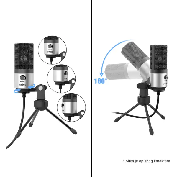 Studijski kondenzatorski mikrofon Fifine K669B/D669 metalni USB