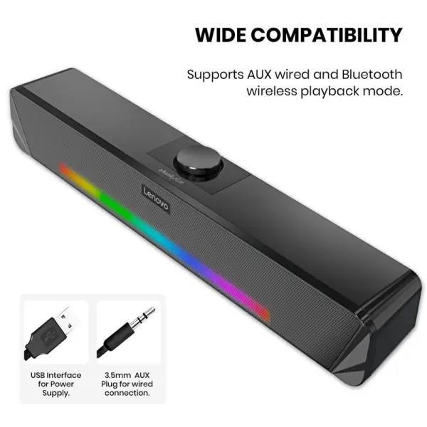 Bluetooth + USB zvucnik Lenovo TS33B RGB crni