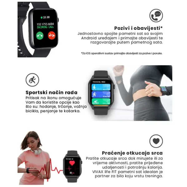 Vivax smart watch Life FIT 2 crni
