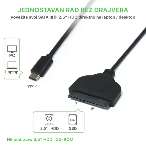 Adapter Type C na SATA JWD-U90