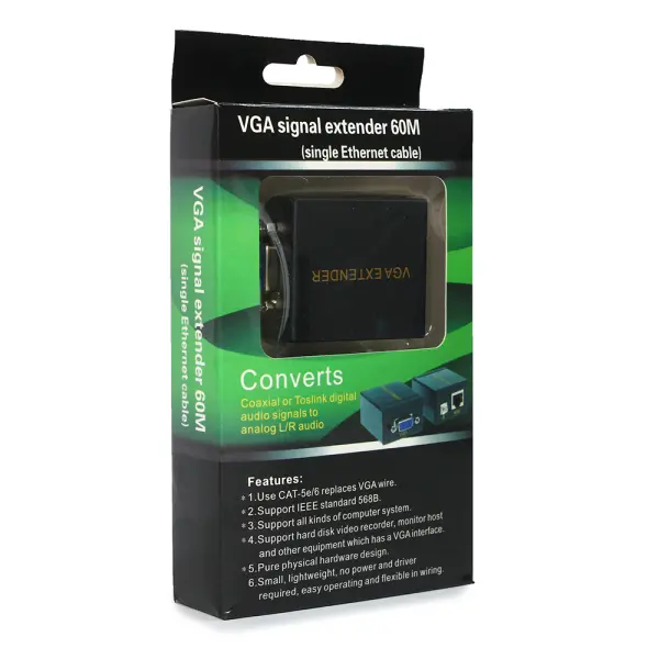 Adapter VGA na RJ45 Signal extender JWD-SP05 60m