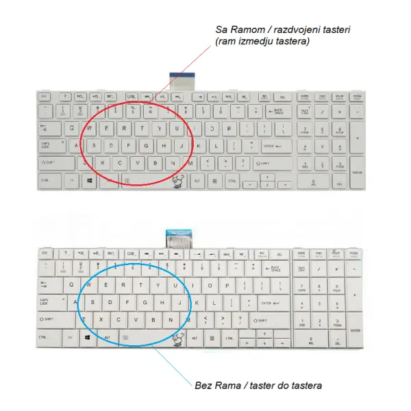 Tastatura za laptop Toshiba Satellite C850 C850D C855 C855D BELA bez rama