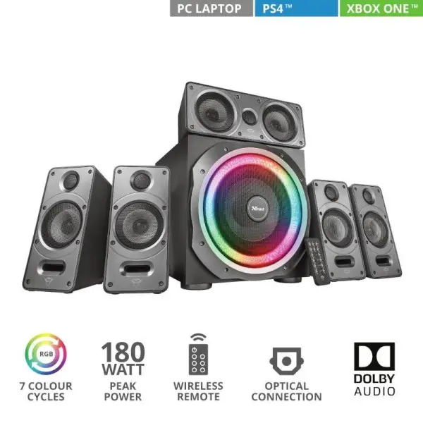 Trust GXT 698  TORRO RGB  5.1 SPEAKER SET 180W (23059)