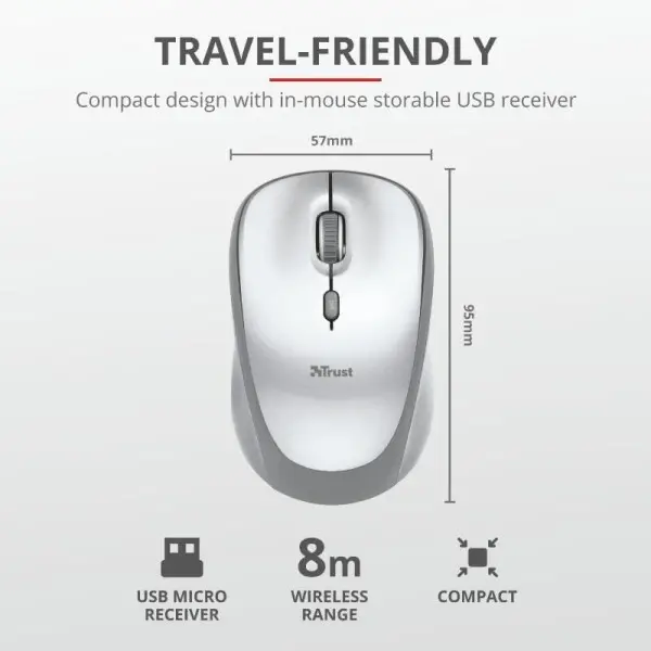 Trust YVI WIRELESS MOUSE - White (23386)