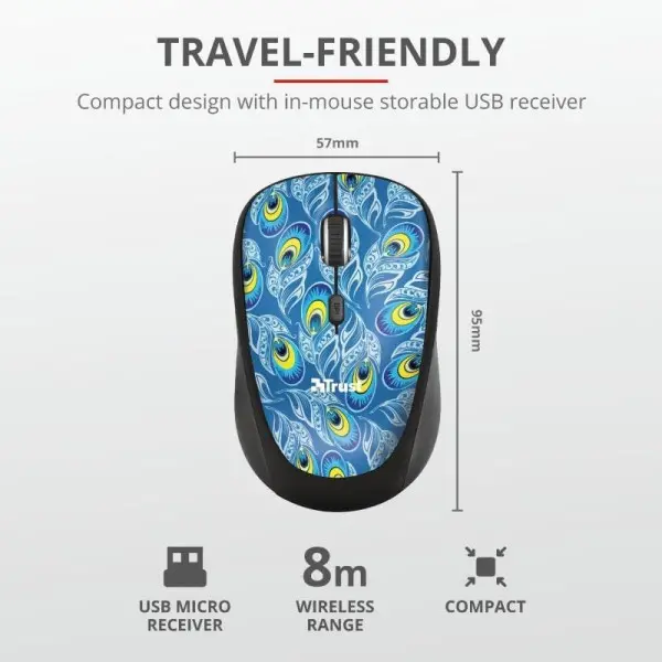 YVI WIRELESS MOUSE PEACOCK (23388)