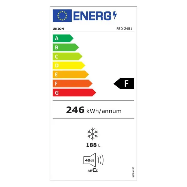Vertikalni zamrzivač Union FSD-245N visina 145cmzapremina 188lfioke 6