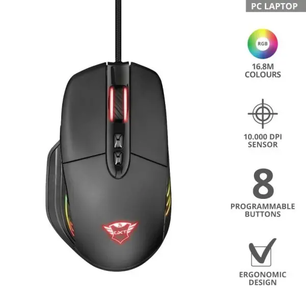 Miš TRUST GXT 940 XIDON žični10.000Dpigamingcrna' ( '23574' ) 