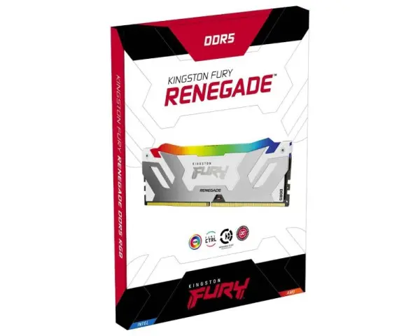 KINGSTON DIMM DDR5 16GB 6400MTs KF564C32RWA-16 FURY Renegade RGB White