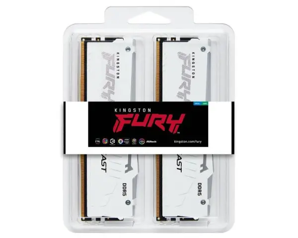 KINGSTON DIMM DDR5 64GB (2x32GB kit) 5200MTs KF552C36BWEK2-64 Fury Beast White Expo
