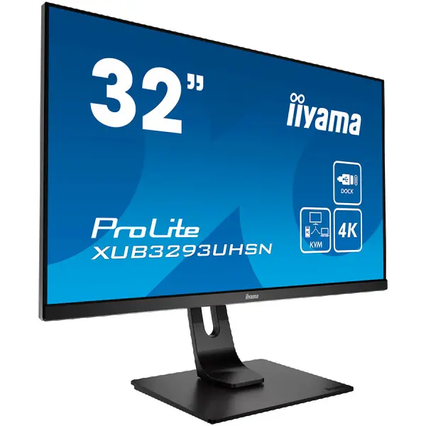 Iiyama ProLite XUB3293UHSN-B1LED monitor 31.5'' 3840 x 2160 4K @ 60 Hz IPS 350 cdm˛ 1000:1 4 ms HDMI DisplayPort USB-C speakers matte black 