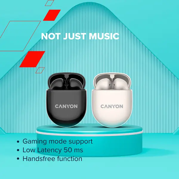 CANYON TWS-6, Bluetooth headset, with microphone, BT V5.3 JL 6976D4, Frequence Response:20Hz-20kHz, battery EarBud 30mAh*2+Charging Case 40
