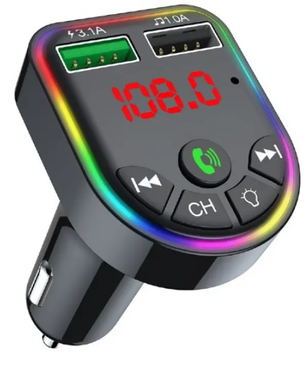 BTT-05 Gembird 3-in-1 Bluetooth carkit with FM-radio transmitter and USB 3.1 A charger, black