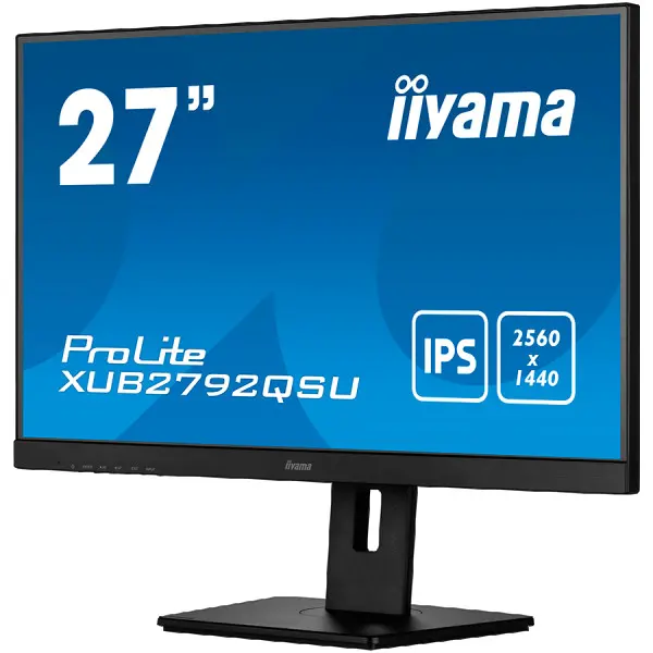 IIYAMA 27'' ETE IPS-panel, ULTRA SLIM LINE, 2560x1440 WQHD, 5ms, FreeSync, 15cm height adj. stand, 350cdm˛, VGA, HDMI, DisplayPort, Speakers