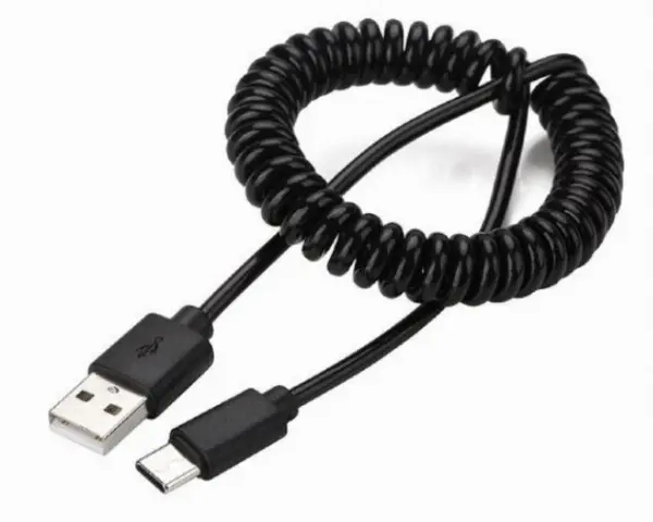 CC-USB2C-AMCM-0.6M Gembird Spiralni USB 2.0 AM na USB-C kabl, 0.6m, black
