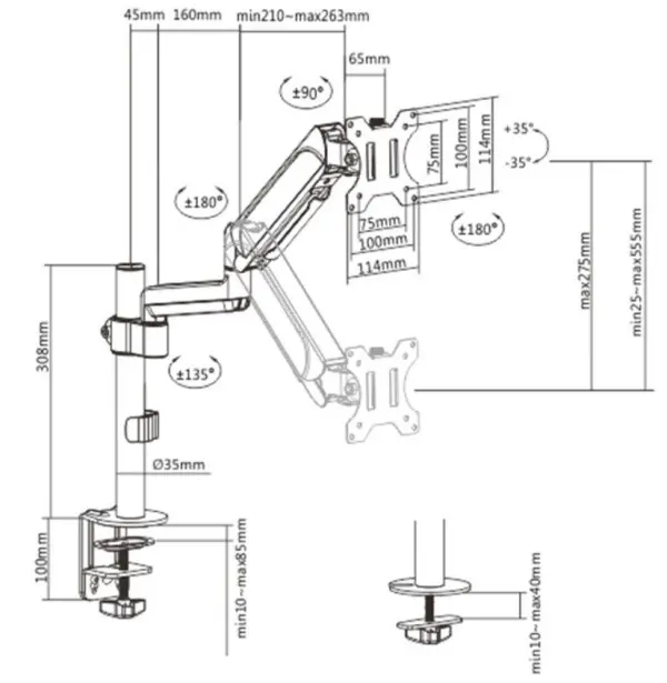 MA-DA1P-01 Gembird Podesivi stoni drzac za monitor,tilt, 17-32 max.9kg