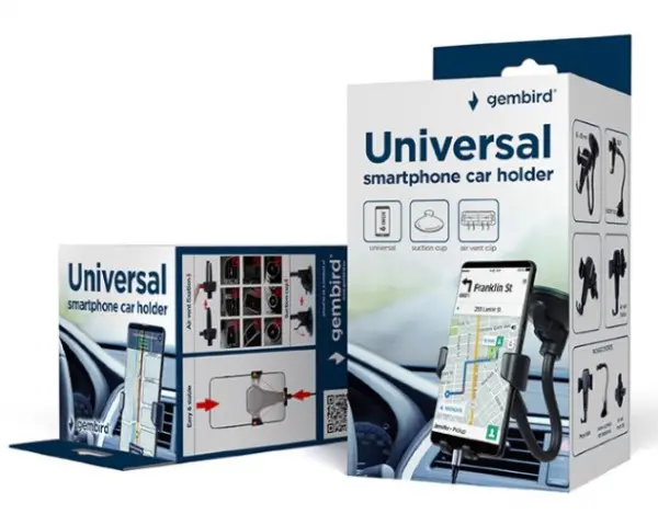 TA-CHWAV-01 Gembird drzac mobilnog telefona za auto 2u1 ventilacioni otvor i staklo