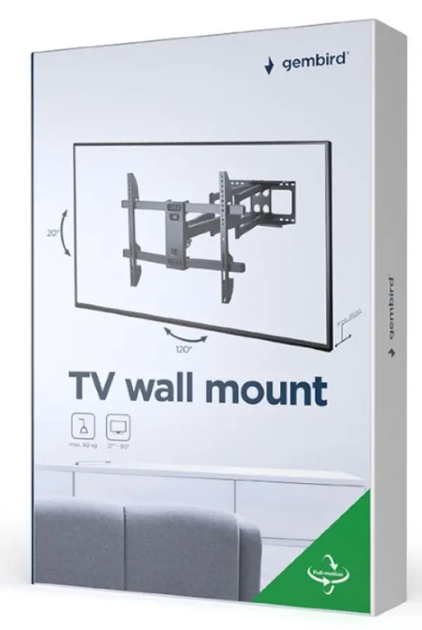 WM-80ST-02 Gembird TV nosac okretanje/tilt 37-80 VESA max.60x40cm, max 60kg, drzac