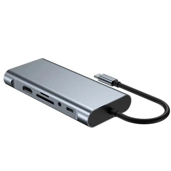 Adapter Type C na LAN Gb, SD card, TF, Type C, 3xUSB 3.0, Audio, HDMI i VGA 10 u 1 20cm kabl