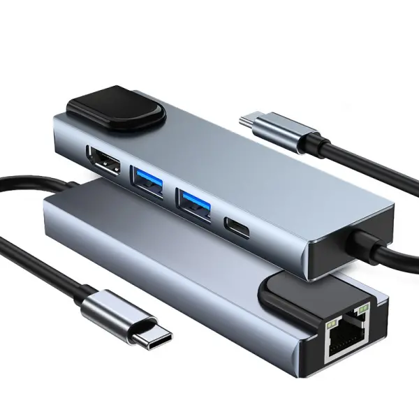 Adapter Type C na LAN Gb, Type C, 2xUSB 3.0 i HDMI 5u1 20cm kabl