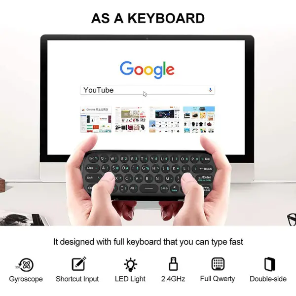 Air Mouse wireless tastatura I mis, IR daljinski crni