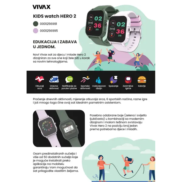 Vivax deciji pametni sat HERO 2 lila