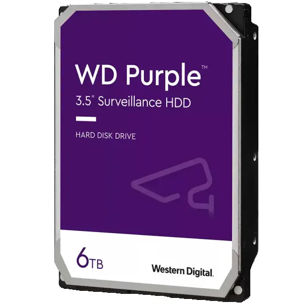 HDD Video Surveillance WD Purple 6TB CMR, 3.5, 256MB, SATA 6Gbps, TBW: 180 ( WD64PURZ ) 