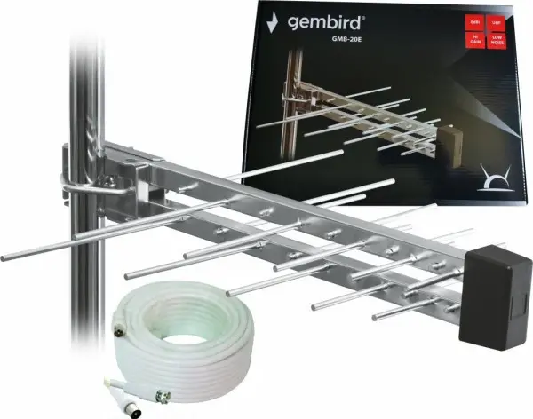 GMB-20E ** sa kutijom +15m Gembird Antena Loga UHF,20el, 39cm,6dB alu +kabl 15m (779)