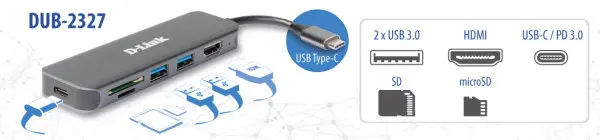 Docking D-Link DUB-2327 6in1 USB-C - HDMIUSB3.0x2CRPD