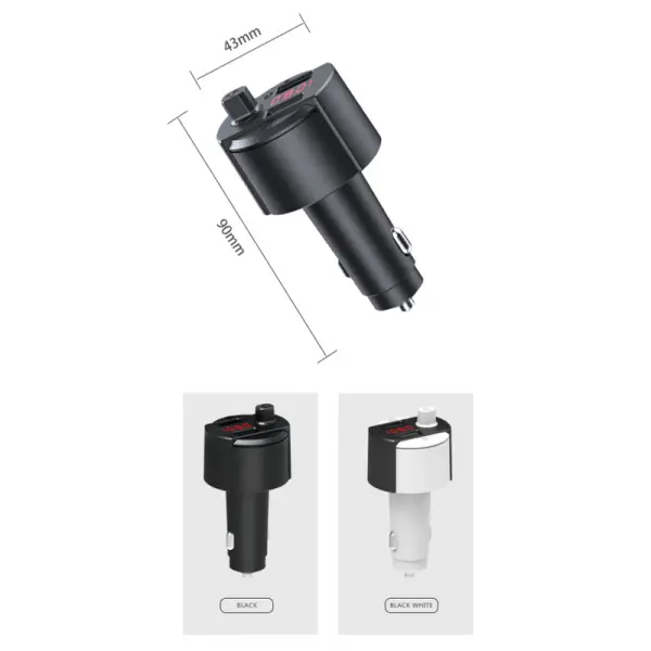 FM transmiter C4 USB TF Bluetooth 5.0 12-24V handsfree crni