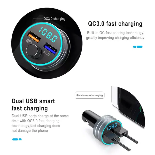 FM transmiter C1S USB RGB Bluetooth 5.0 12-24V handsfree
