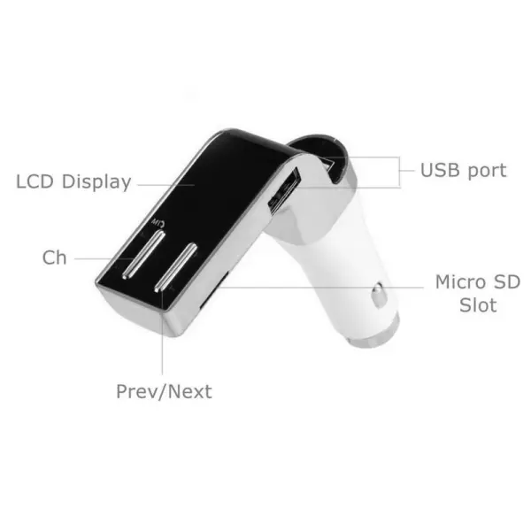 FM transmiter 590 USB TF Remote Bluetooth 5.0 12-24V handsfree zlatni