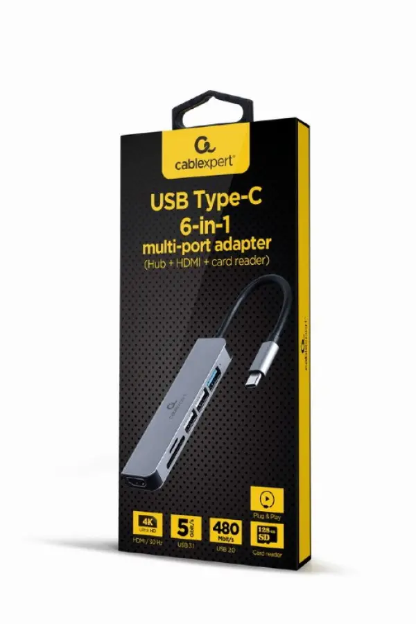Adapter Cablexpert A-CM-COMBO6-02 USB C - HDMI3xUSBCR