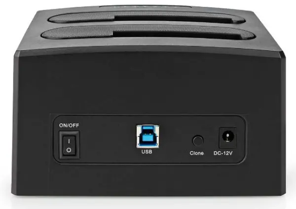HDDUDB3210BK Nedis USB 3.2 DUPLI docking station za 2.5/3.5 SATA hard diskove, Kloniranje max 8TB