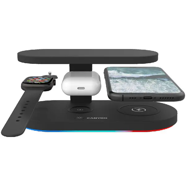 CANYON WS-501 5in1 Wireless charger, with UV sterilizer, with touch button for Running water light, Input QC36W or PD30W, Output 15W10W7.5W