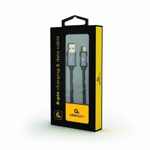 CCB-mUSB2B-AMLM-6 Gembird Cotton braided 8-pin cable with metal connectors, 1.8 