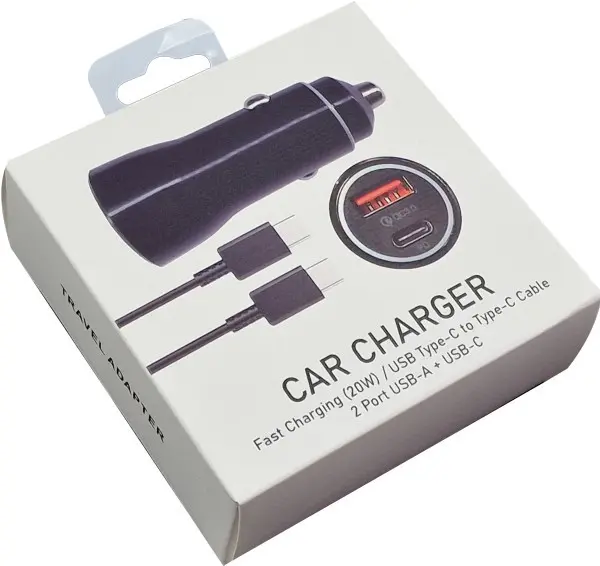 NPA-AC23 ** Gembird QC3.0 PD auto punjac +kabl,20W 3.6V-6.5V/2.4A, 6.5V-9V/1.67, 9V-12V/1.3A (271)