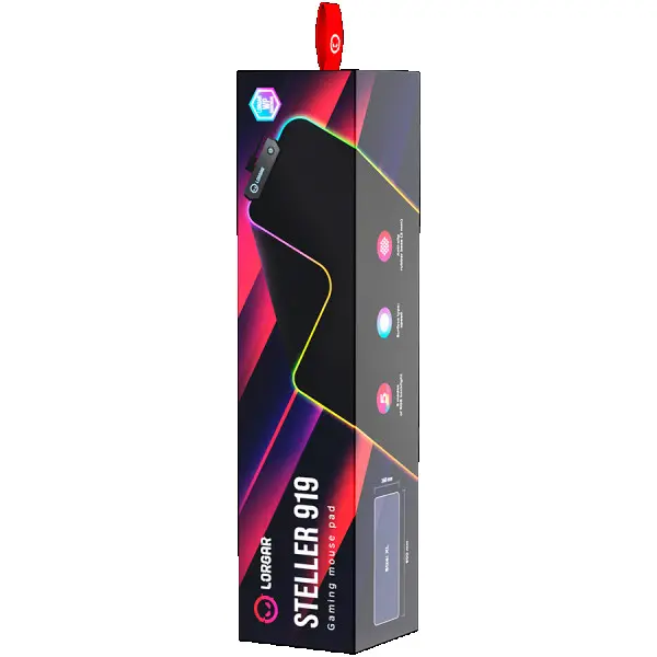 Lorgar Steller 919, Gaming mouse pad, High-speed surface, anti-slip rubber base, RGB backlight, USB connection, Lorgar WP Gameware support,
