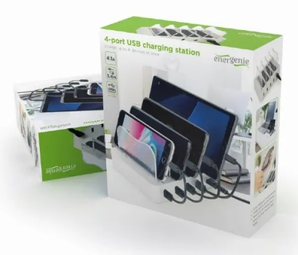 x-EG-U4C4A-01 Gembird 4-port USB punjac za istovremeno punjenje 4 uredjaja, 4.1 A, 20W