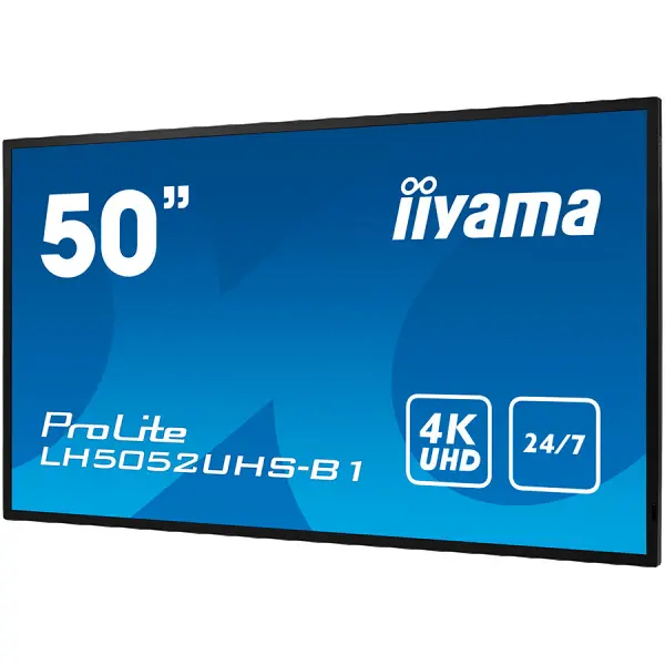 IIYAMA Monitor 50'' 3840x2160, 4K UHD VA-panel, Haze 28%, Landscape and Portrait, FailOver, Full Metal Housing, Fan-less, Speakers, Multiple