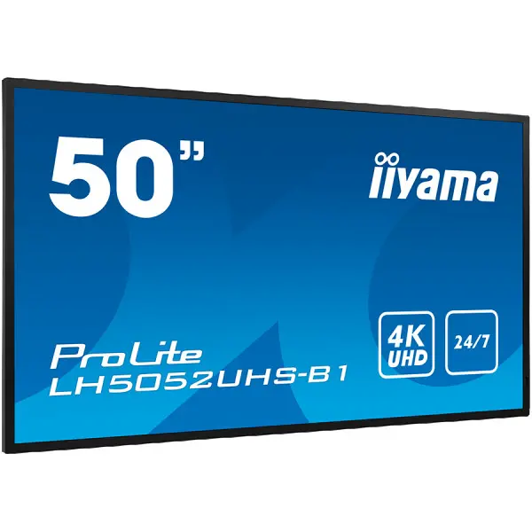 IIYAMA Monitor 50'' 3840x2160, 4K UHD VA-panel, Haze 28%, Landscape and Portrait, FailOver, Full Metal Housing, Fan-less, Speakers, Multiple
