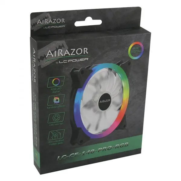Cooler Ventilator LC power LC-CF-140-PRO-RGB Airazor 140mm PWM