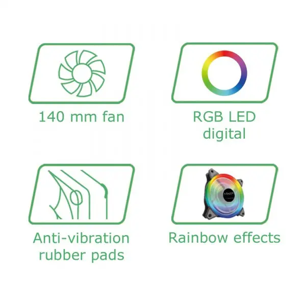 Cooler Ventilator LC power LC-CF-140-PRO-RGB Airazor 140mm PWM