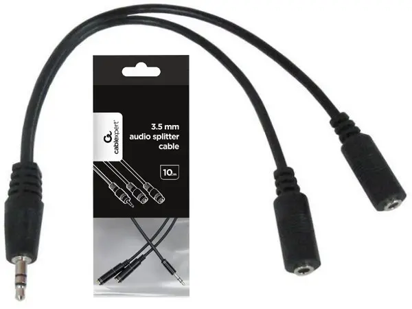 Kabl GEMBIRD CCA-415-0.1M 3.5mm Stereo plug to 2x 3.5mm stereo socket 10cm Audio Spliter Kabl