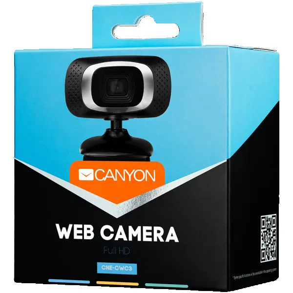 CANYON 720P HD webcam with USB2.0. connector, 360° rotary view scope, 1.0Mega pixels, Resolution 1280*720, cable length 1.25m, Black, 62.2x