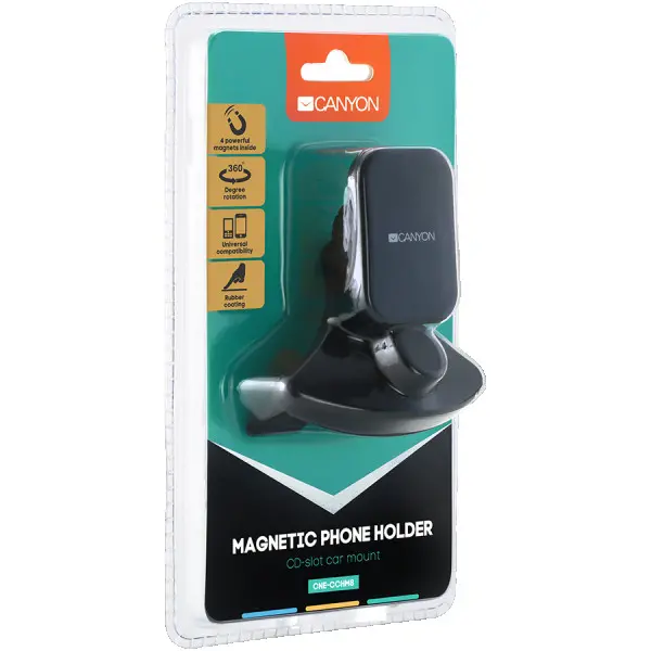 Canyon Car Holder for Smartphones,magnetic suction function ,with 2 plates(rectanglecircle), black ,91*84*48mm 0.070kg ( CNE-CCHM8 ) 