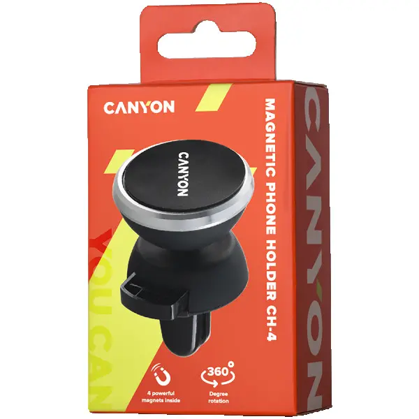Canyon CH-4 Car Holder for Smartphones,magnetic suction function ,with 2 plates(rectanglecircle), black ,40*35*50mm 0.033kg ( CNE-CCHM4 ) 