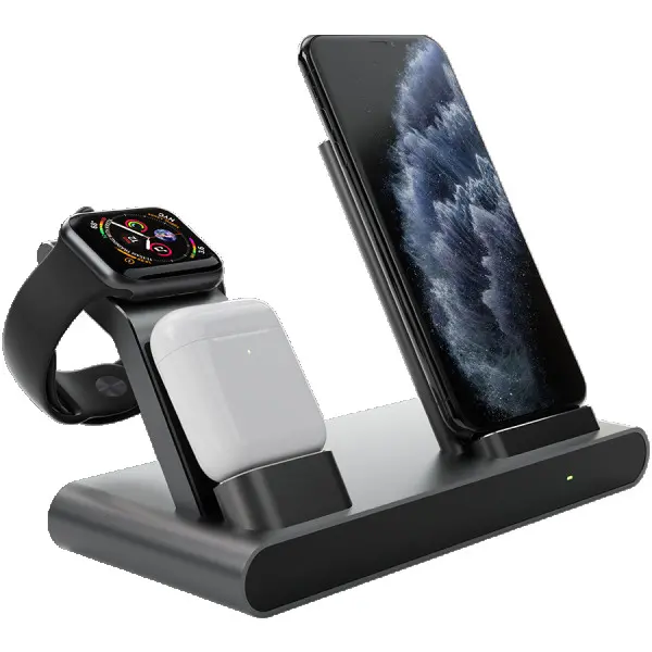 Prestigio ReVolt A1, charging station for iPhone, Apple Watch, AirPods, 2 wireless interfaces, fast charging, input voltage: 9V,2A, 5V,2A, 