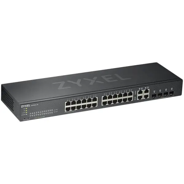 Zyxel GS1920-24HPv2, 28 Port Smart Managed PoE Switch 24x Gigabit Copper PoE and 4x Gigabit dual pers., hybird mode, sta ( GS192024HPV2-EU0