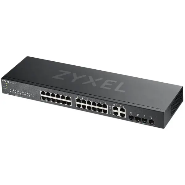 Zyxel GS1920-24HPv2, 28 Port Smart Managed PoE Switch 24x Gigabit Copper PoE and 4x Gigabit dual pers., hybird mode, sta ( GS192024HPV2-EU0